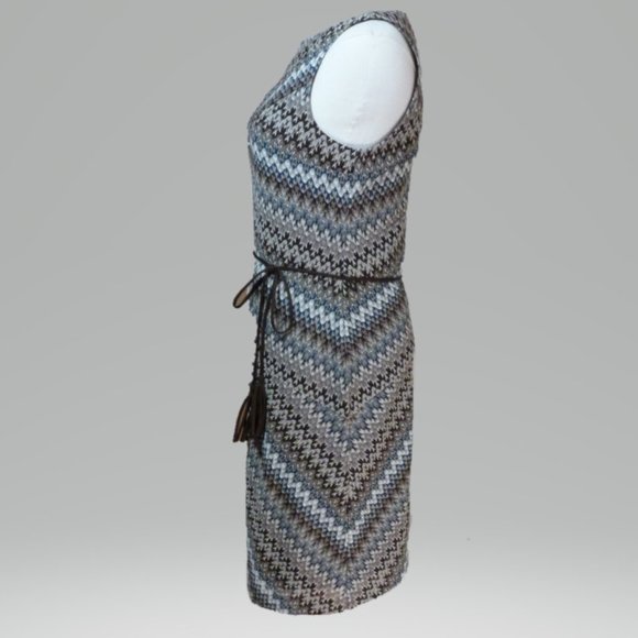 Muse Size 6 Multi Brown Sleeveless Shift Dress - Picture 2 of 4